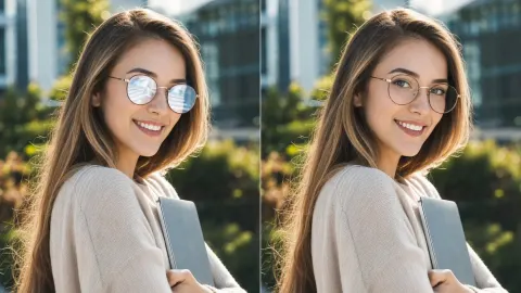 Cafe Portrait Comparison Glare Fix