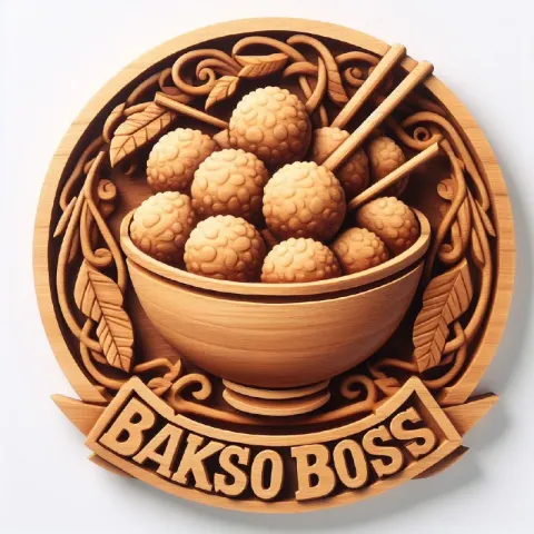 Bakso Boss Wood Carved Meatball Bowl Logo