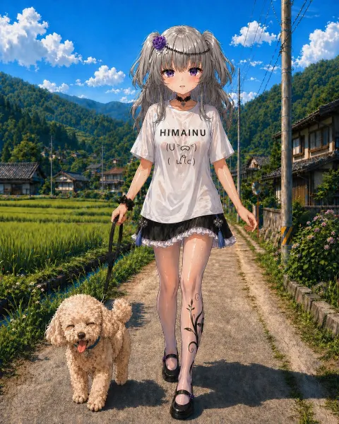 Anime Girl Summer Village Walk