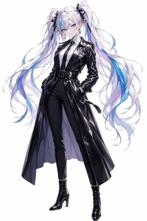 Gothic Patent-Leather Twin-Tail Fashion Model
