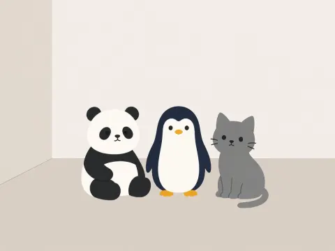 Clay Trio: Panda, Penguin, Cat