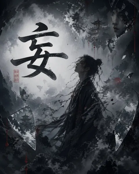 Dark Ink Wuxia Warrior Fantasy Art