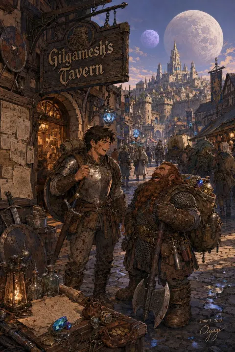 Tavern Adventurers at Dusk