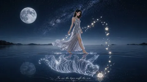 Moonlit Tiger and Rose