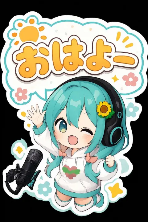 Cute Virtual Singer Morning Sticker Art