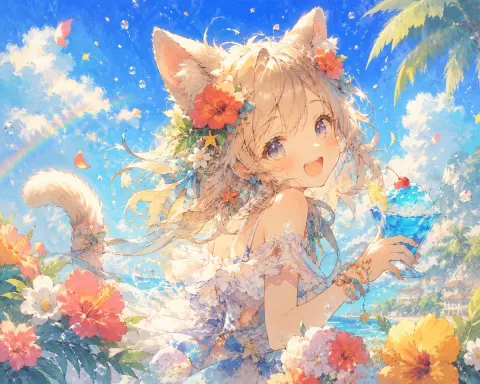 Summer Cat Ears Fluffy Art