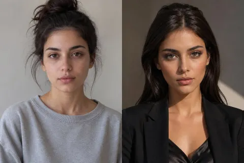 Dramatic Woman Glow-Up Comparison