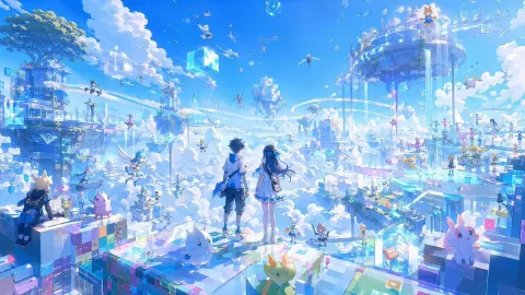 Anime Fantasy Sky City Above Clouds