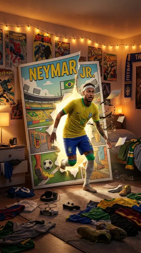 Neymar Bursts From Comic Poster