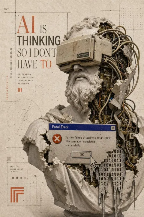AI Delegation Retro Futurist Poster
