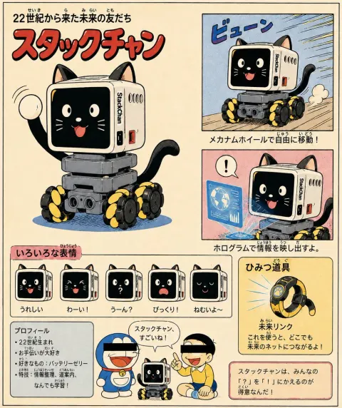 Retro Manga Robot Cat Poster