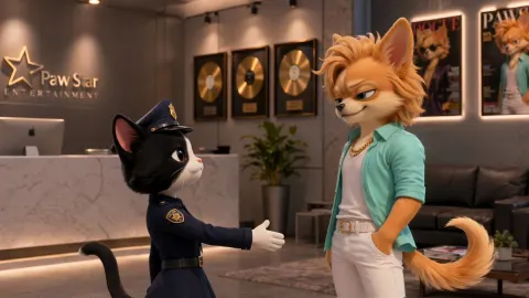 Cat Cop Meets Stylish Fox