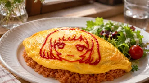 Kawaii Omurice Food Photography
