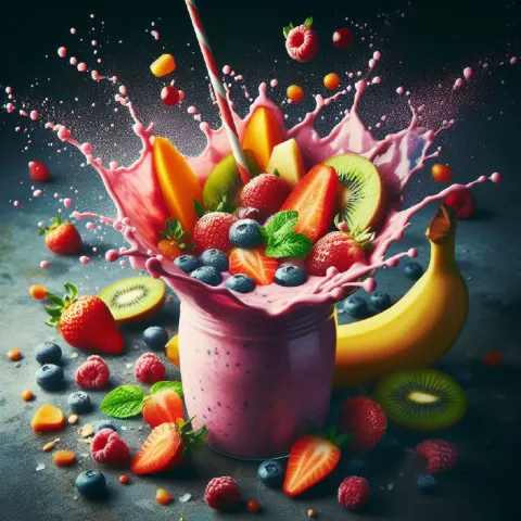 Dramatic Smoothie Splash Macro Food Photography