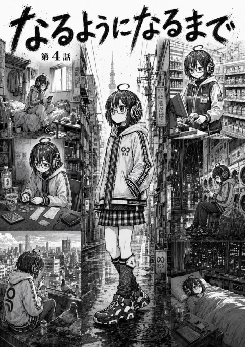 Rainy Tokyo Manga Girl Splash Page