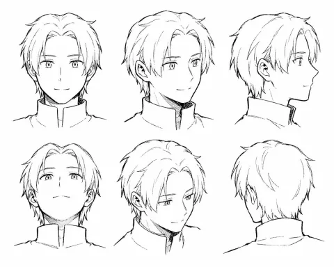 Male Anime Hairstyle Reference Sheet