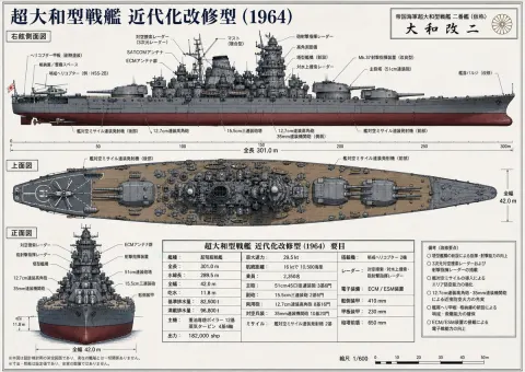 Yamato Kai II Battleship Blueprint