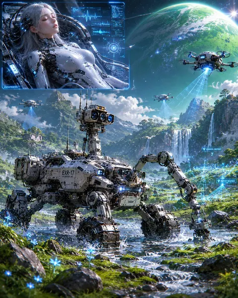 Sci-Fi Rover Alien Valley Exploration