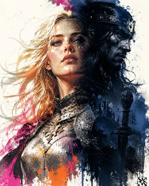 Dramatic Light Shadow Female Knight Portrait