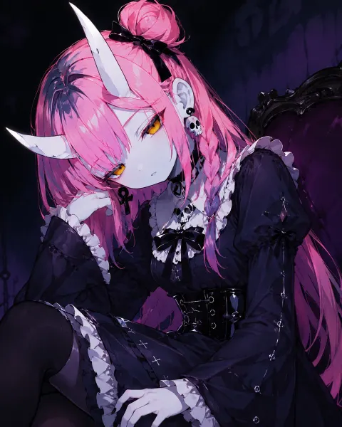 Moody Gothic Demon Girl Portrait