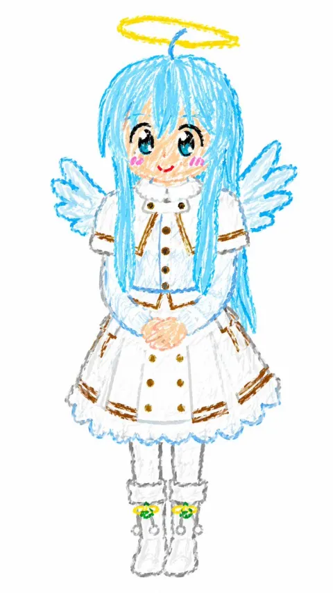 Crayon Chibi Angel Girl Portrait