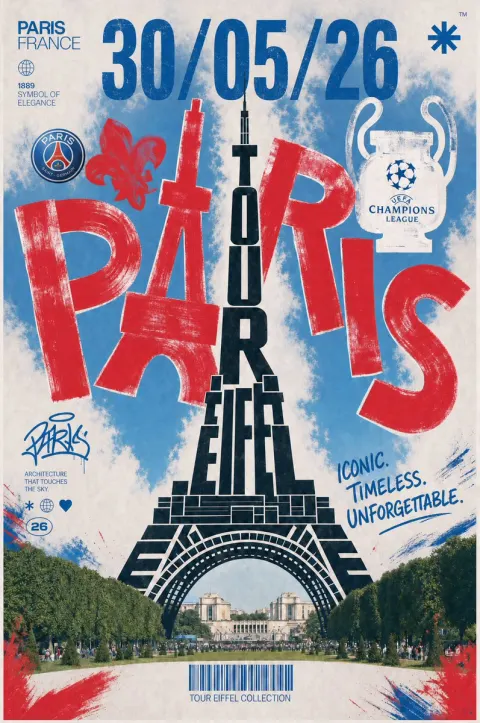 Vintage Paris Champions League Final Poster