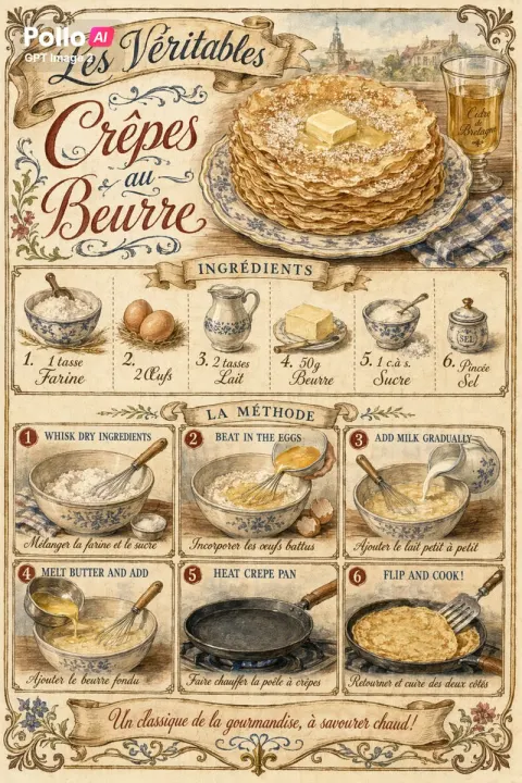 Vintage French Butter Crepes Recipe