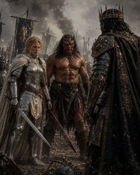 Dark Medieval Fantasy Battlefield Confrontation