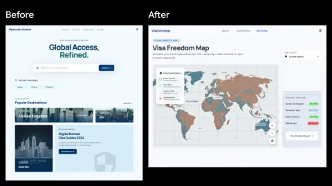 Visa Dashboard Redesign Comparison