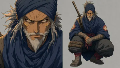 Rugged Shinobi Character Design Sheet