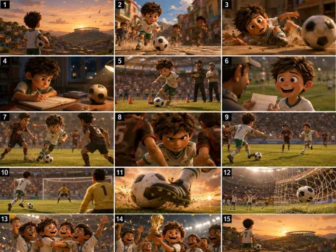 Boy's Football Champion Dream Storyboard