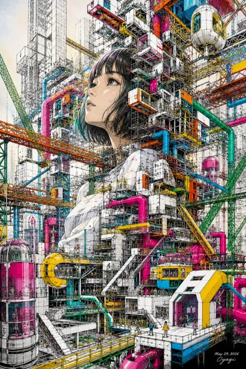 Unfinished Giant Girl Megastructure
