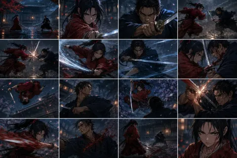 Rainy Samurai Duel Storyboard