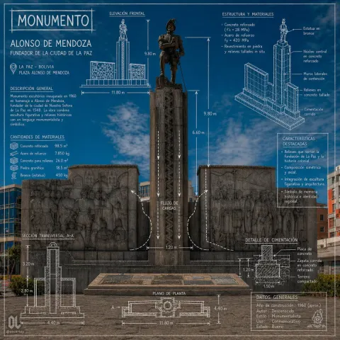 La Paz Monument Architectural Infographic