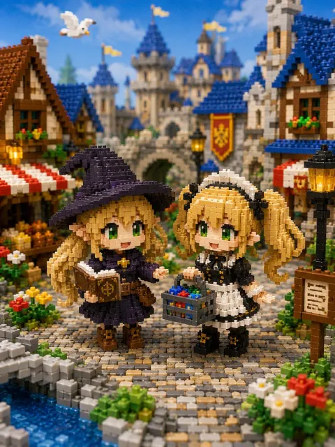 Brick Witch & Maid Castle Diorama