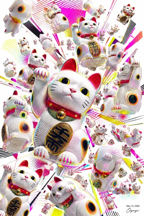 Maneki Neko Blessing Poster Art