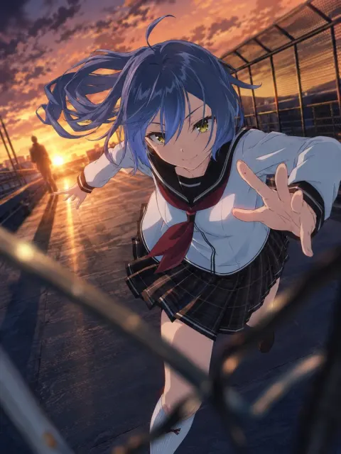 Anime Girl Rooftop Chase Scene