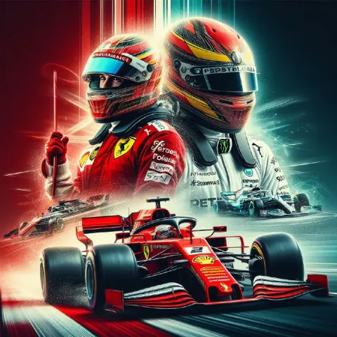 Ferrari and Mercedes F1 Drivers Double Exposure Poster