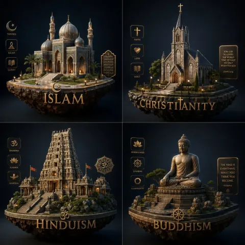 World Religions Concept Infographic Art