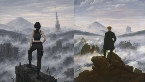 Wanderer Above Foggy Ruins of Tokyo
