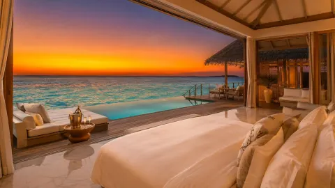 Maldives Luxury Villa Golden Sunset