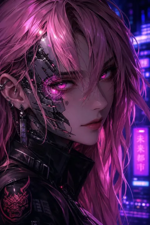 Cyberpunk Anime Cyborg Portrait