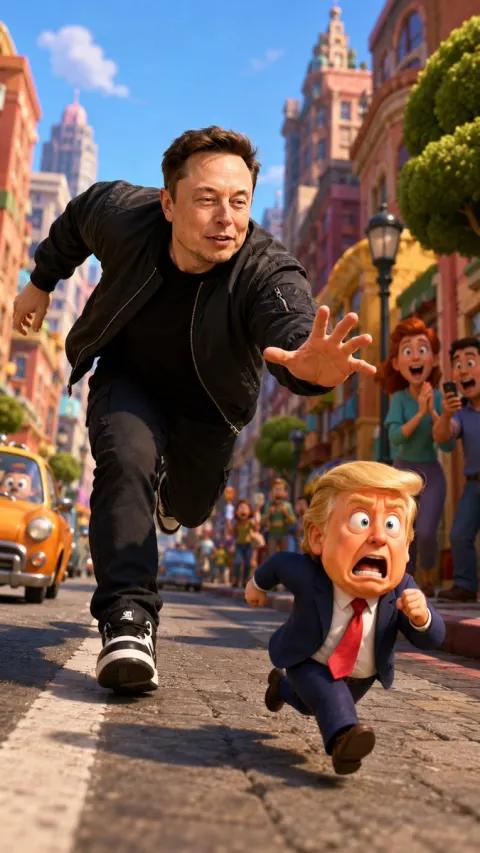 Real Person Chasing Tiny Pixar Figure