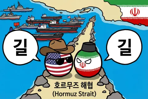 Hormuz Strait Countryball Standoff Meme
