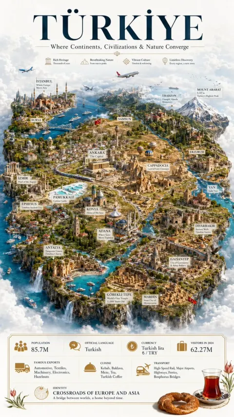 Türkiye Floating Island Luxury Travel Poster