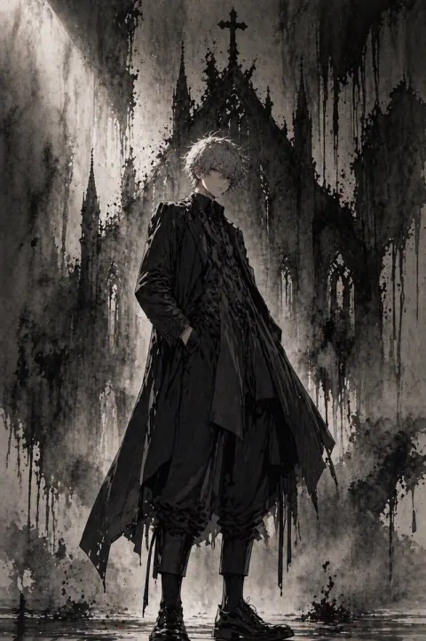 Dark Gothic Anime Ruined Cathedral