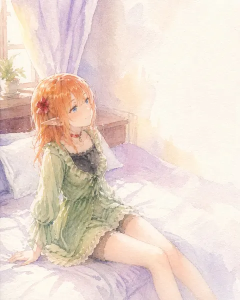 Elf Girl Watercolor Illustration