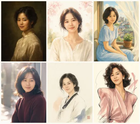 Six Artistic Portraits of Mother