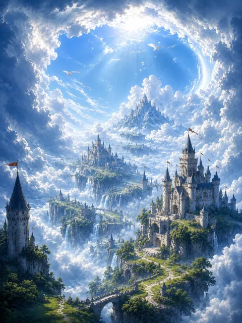 Celestial Castles Above Clouds