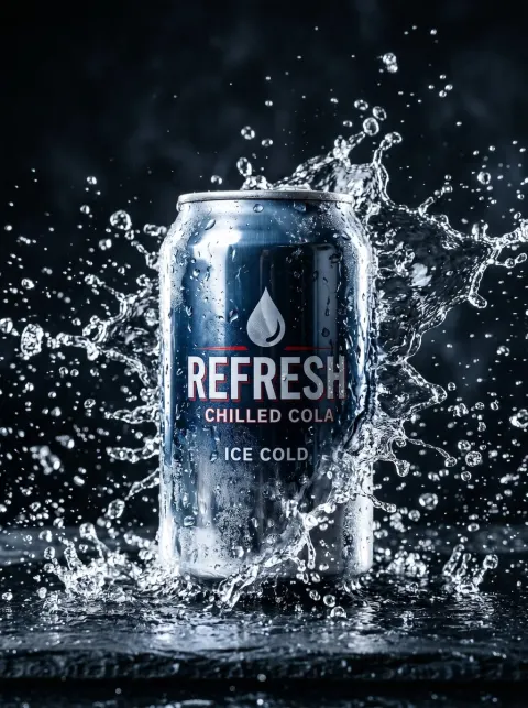 Premium Soda Can Splash Ad